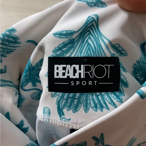 Beach Riot Sport Teal Palm Tree Mesh Leggings - Picture 6 of 11